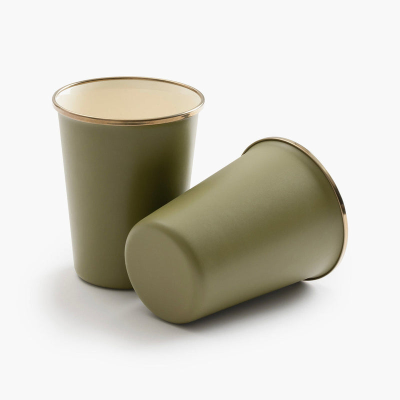 Enamel 2-Tone Tall Cup Set-Olive Drab