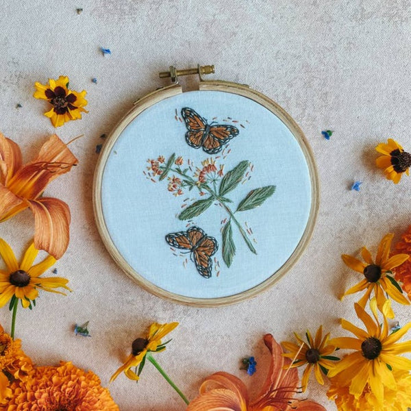 Monarchs & Milkweeds Embroidery Kit