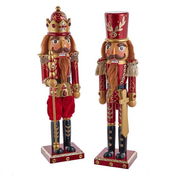Wooden Gold and Burgundy Nutcrackers