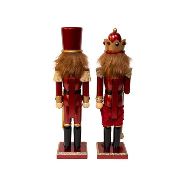 Wooden Gold and Burgundy Nutcrackers