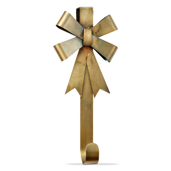 Bow Wreath Hanger Antique Brass Iron Christmas