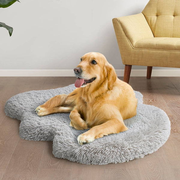 Faux Fur Orthopedic Dog Bed Rug with Cover - Grey