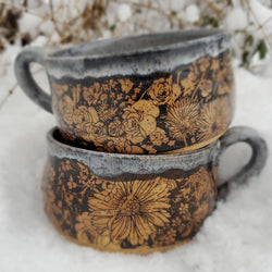 Flower Garden Soup Bowl in Snow Storm Glaze