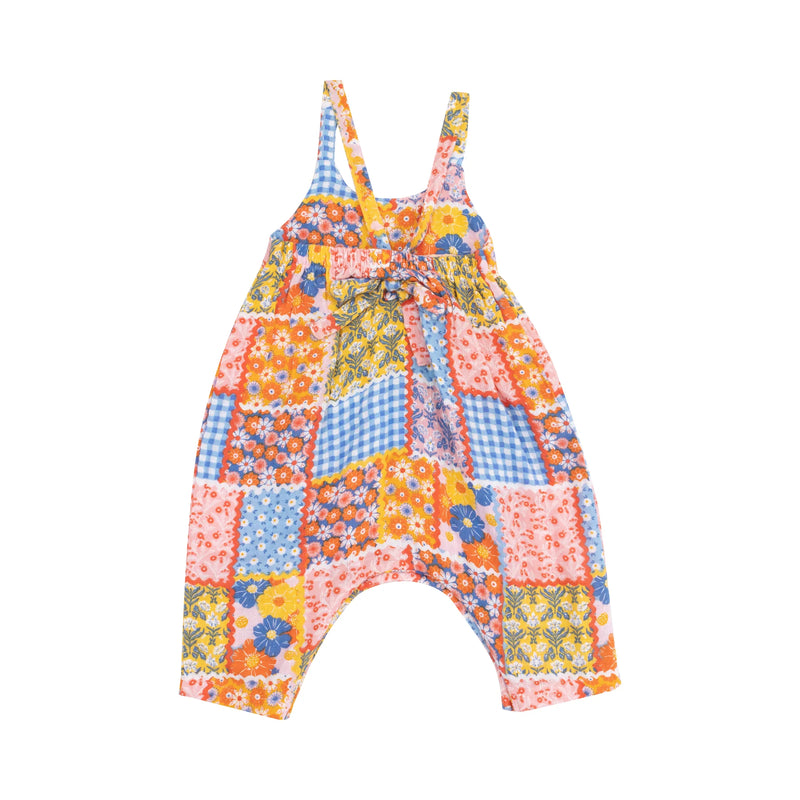 Patchwork Tie Back Romper