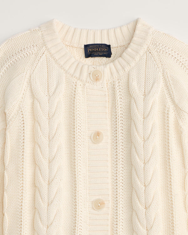Pendleton Cotton Cable Cardigan - Ecru