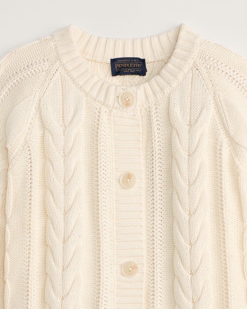 Pendleton Cotton Cable Cardigan - Ecru
