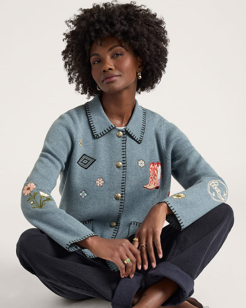 Pendleton Souvenir Cardigan - Denim Heather