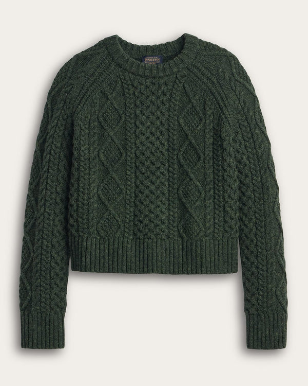 WOMEN'S FISHERMAN SWEATER - Dark Fir
