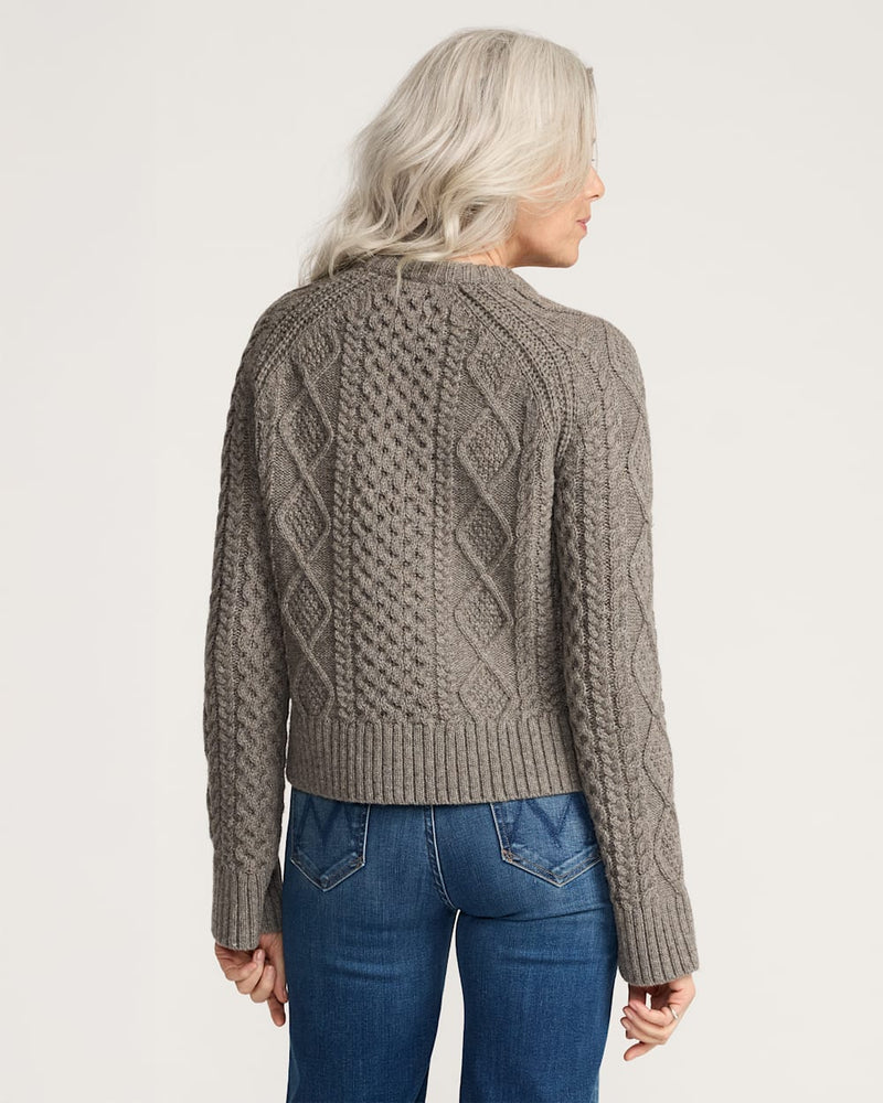 WOMEN'S FISHERMAN SWEATER - STONE HEATHER