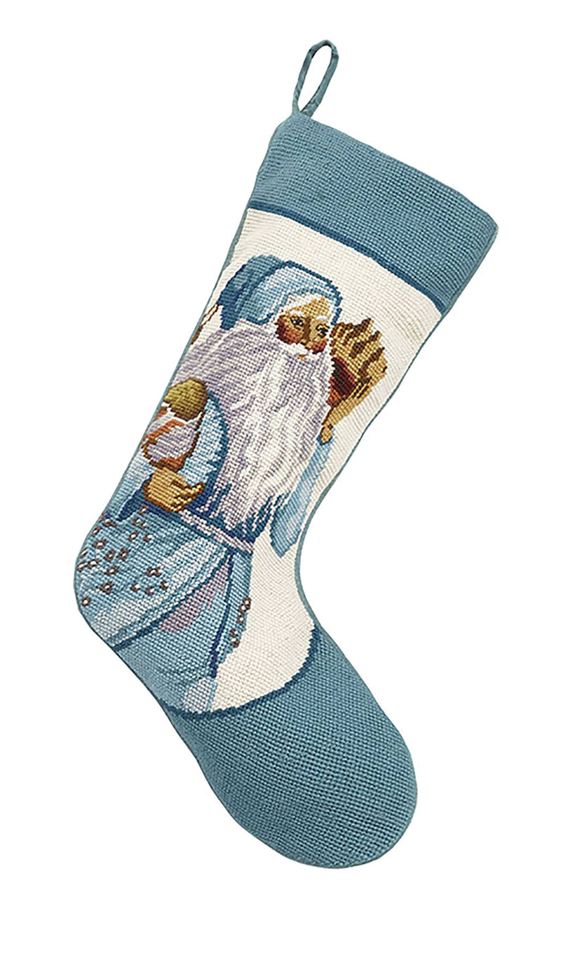 Santa With Shells Needlepoint Stocking