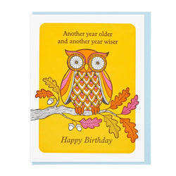 Older and Wiser Owl Birthday Card