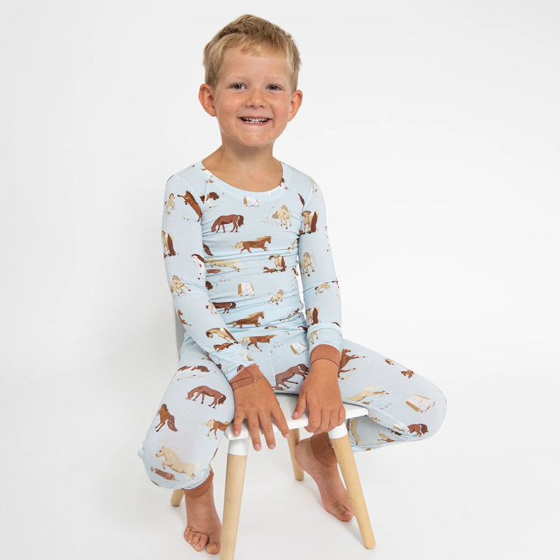 Bamboo Loungewear Set - Blue Horses