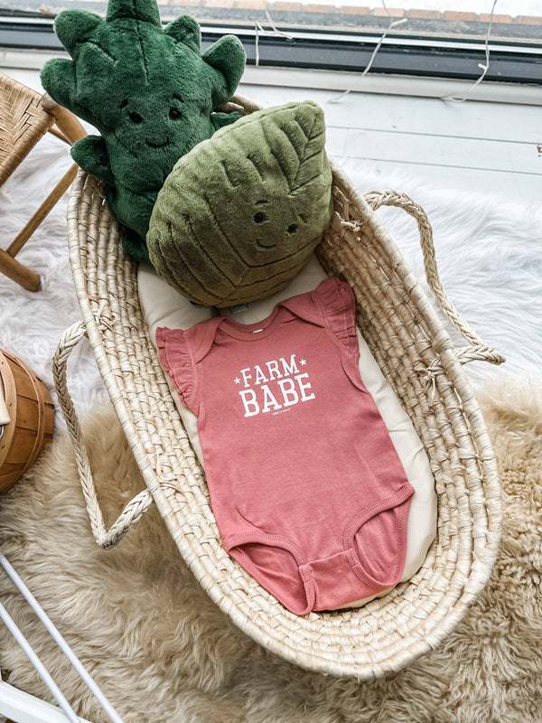 Western Ruffle Sleeve 'Farm Babe' Mauve Onesie/Tee