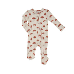Bamboo Zipper Footie - Sketchy Mushroom