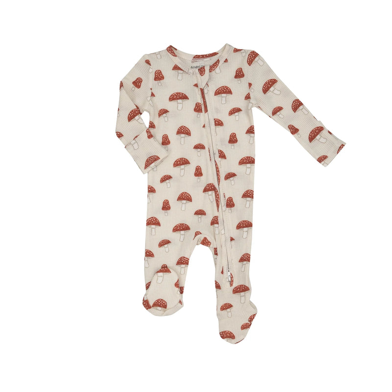 Bamboo Zipper Footie - Sketchy Mushroom