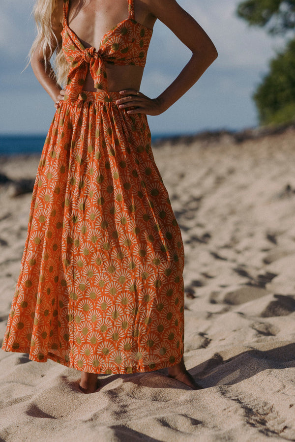Edie Skirt - Flame Fantail Print