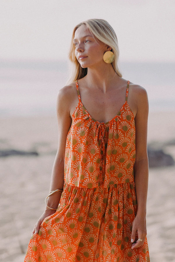 The Sienna Top - Flame Fantail Print