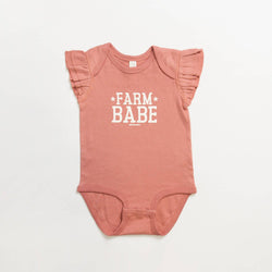 Western Ruffle Sleeve 'Farm Babe' Mauve Onesie/Tee