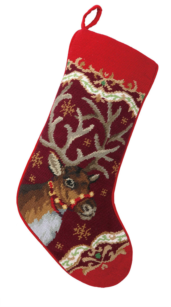 Christmas Deer Needlepoint Stocking