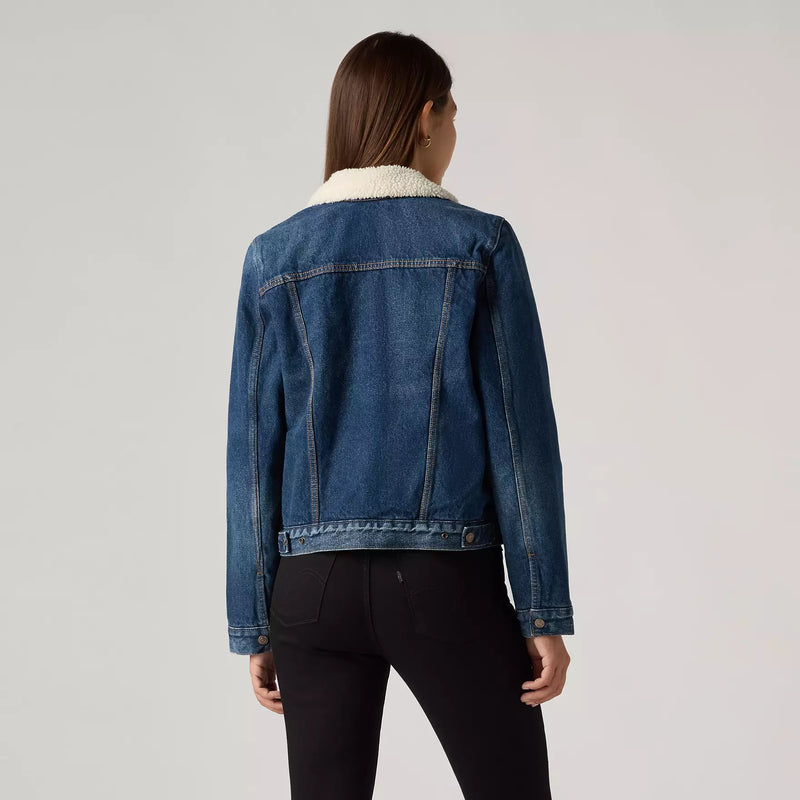 Women's Original Sherpa Trucker Jacket - Dark Wash