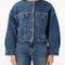 Collarless Cropped Sherpa Trucker Jacket