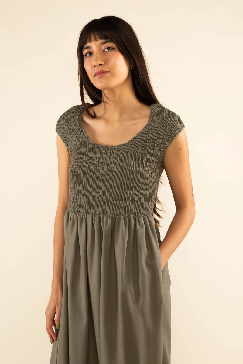 Olive Linen Dress