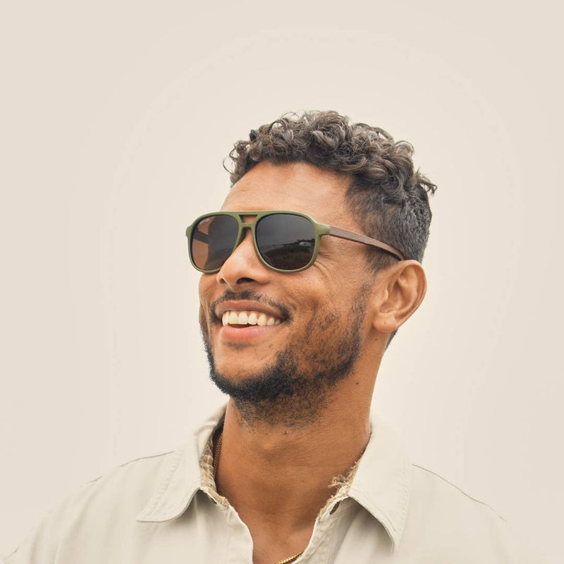 Weston - Matte Olive Green / Brown Bamboo / Brown