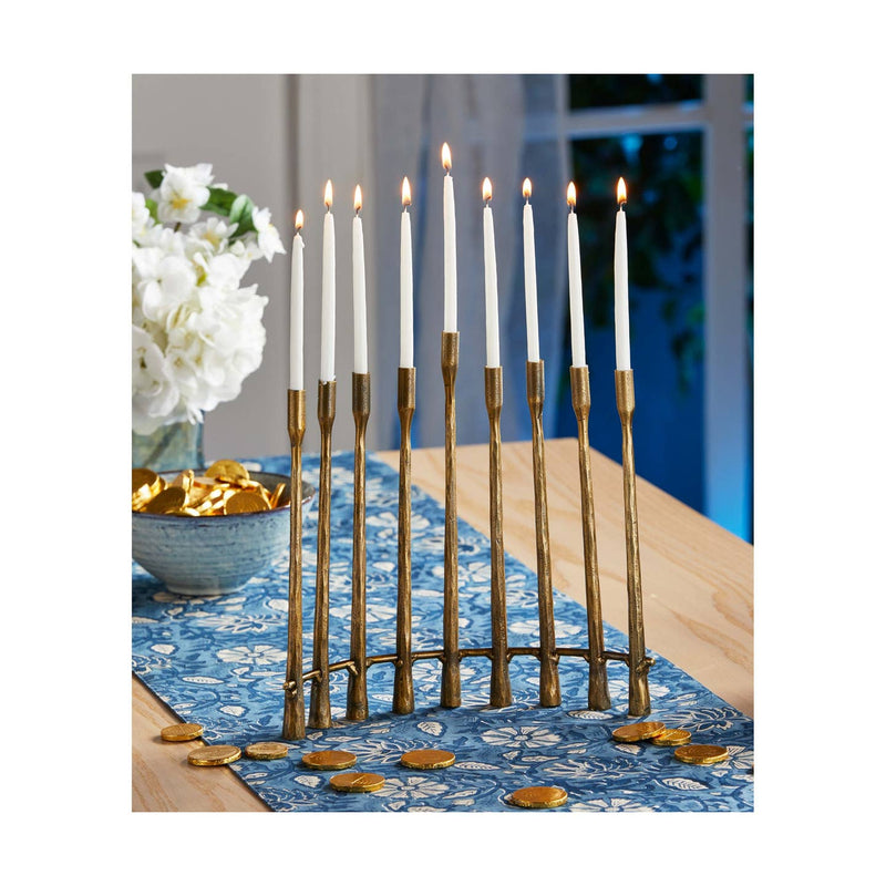 Curved Menorah Antique Brass Iron Hanukkah