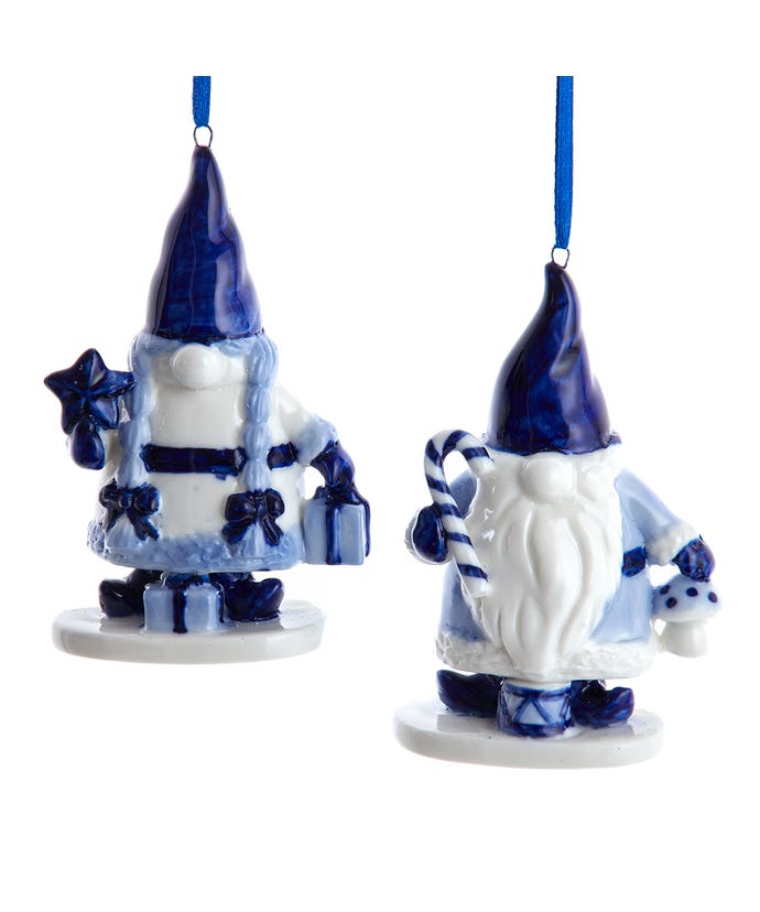 3.75" Delft Blue Porcelain Gnome Ornament