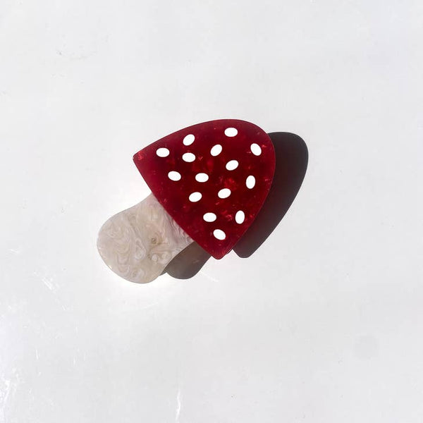 Hand-painted Toadstool Mushroom Claw Hair Clip