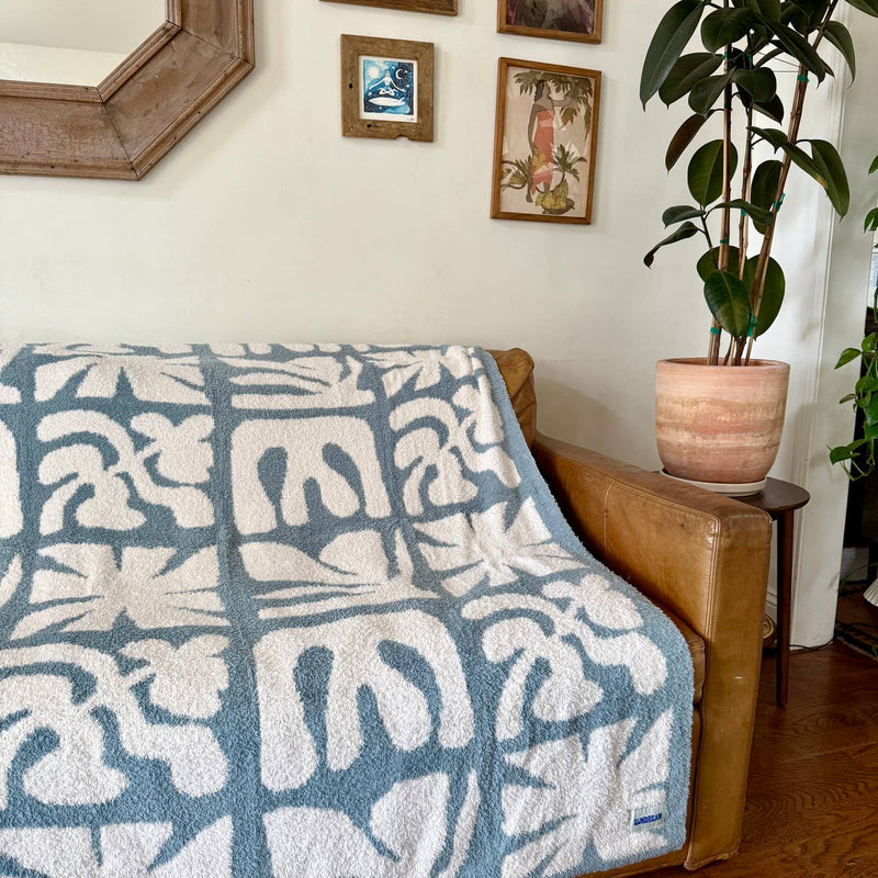 Lanai Plush Throw - Slate Blue