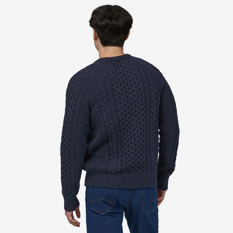 Recycled Wool-Blend Cable-Knit Crewneck Sweater