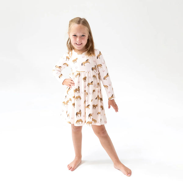 Twirly Pink Horse Dress
