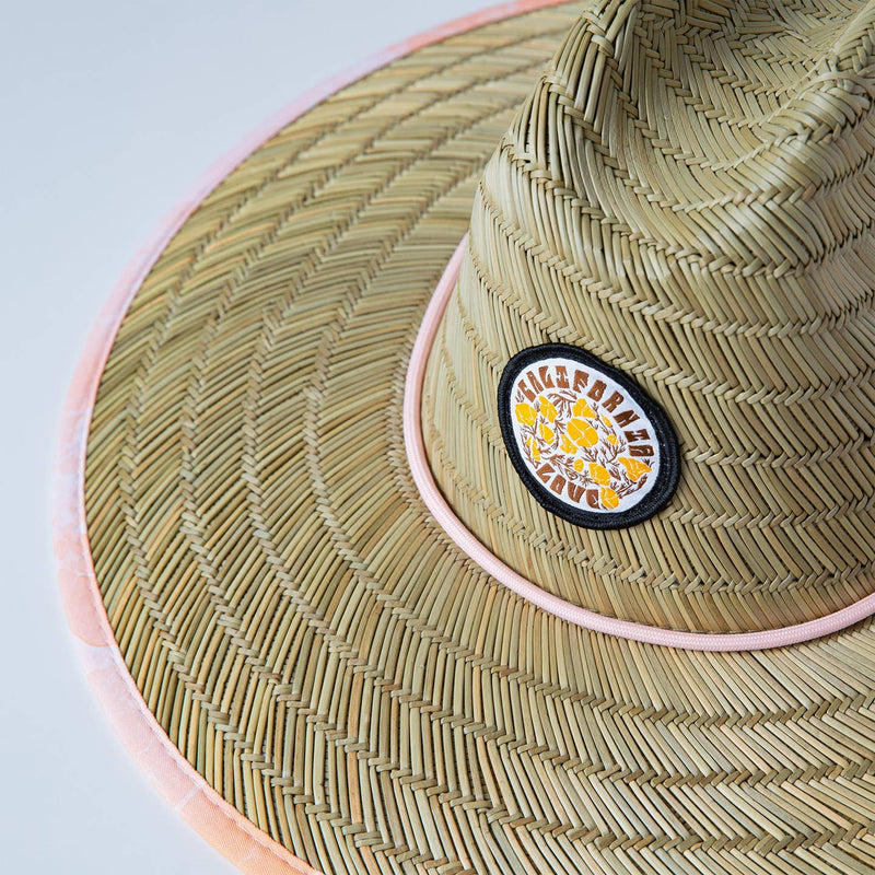 Kids California Poppy Love Waves Pattern Up Straw Hat