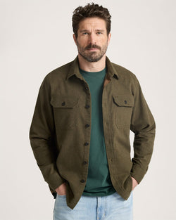MEN'S BURNSIDE COTTON FLANNEL SHIRT - BROWN HEATHER