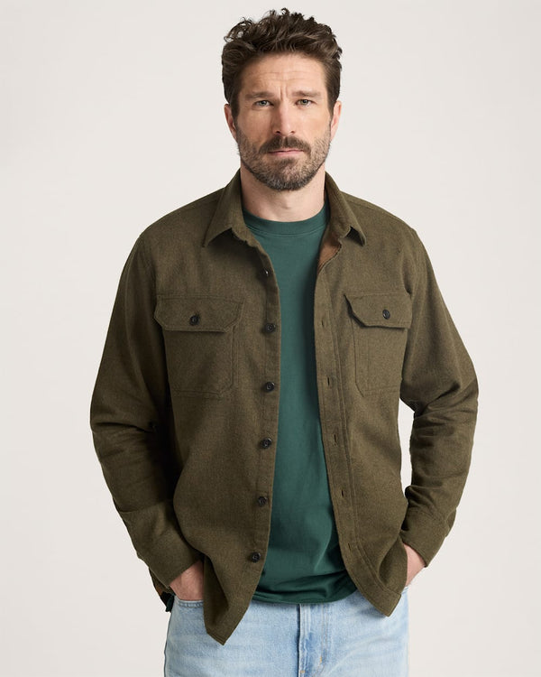 MEN'S BURNSIDE COTTON FLANNEL SHIRT - BROWN HEATHER