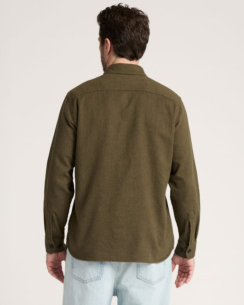 MEN'S BURNSIDE COTTON FLANNEL SHIRT - BROWN HEATHER