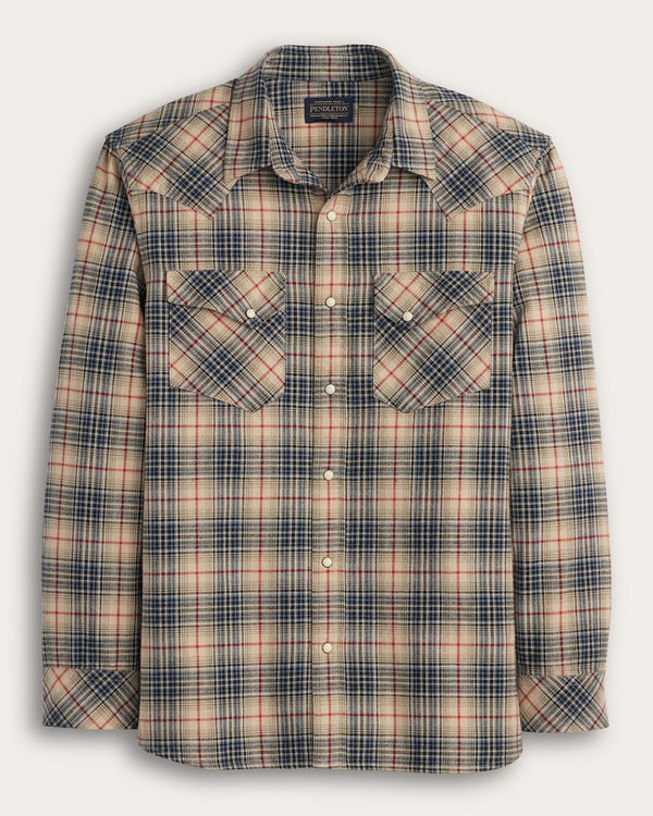 MEN'S PLAID SNAP-FRONT WYATT COTTON SHIRT - NATURAL MULTI PLAID
