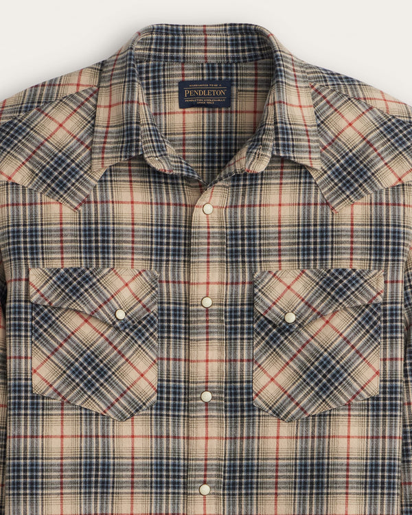 MEN'S PLAID SNAP-FRONT WYATT COTTON SHIRT - NATURAL MULTI PLAID