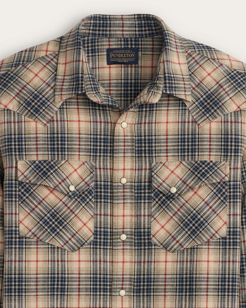 MEN'S PLAID SNAP-FRONT WYATT COTTON SHIRT - NATURAL MULTI PLAID