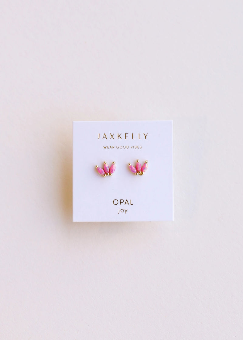 Opal Crown Stud - Pink