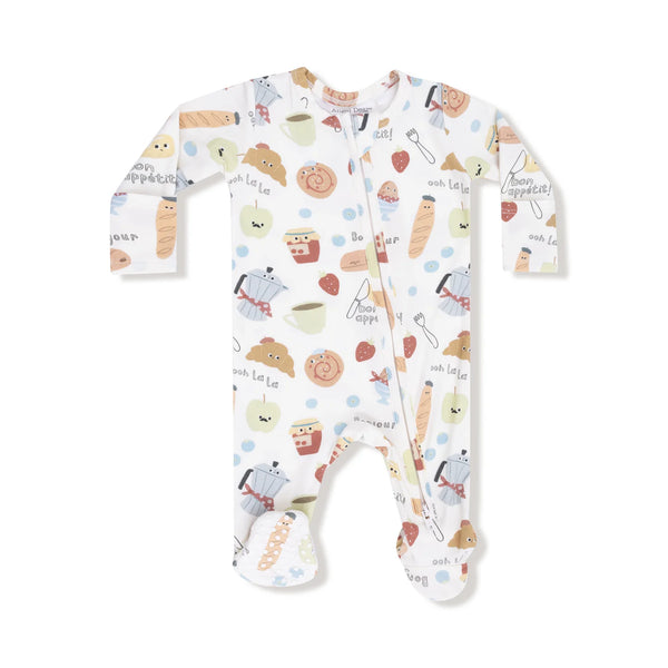 2 Way Zipper Footie-Bonjour Breakfast