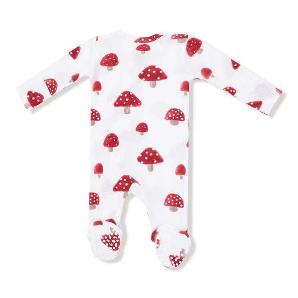 2 Way Zipper Footie - Painterly Mushrooms