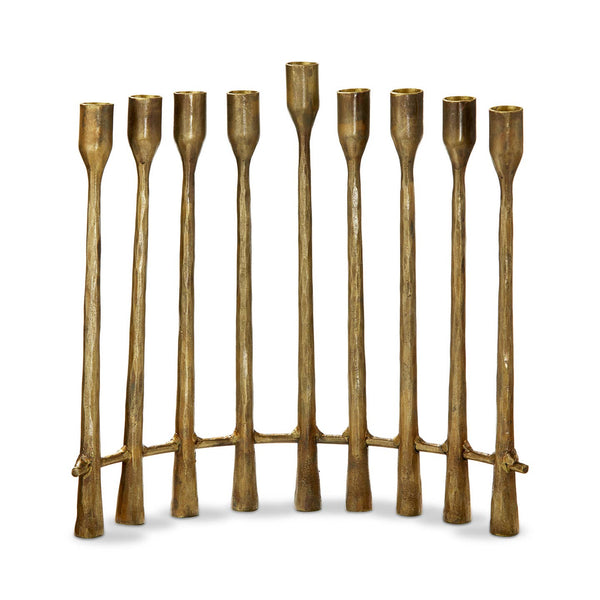 Curved Menorah Antique Brass Iron Hanukkah