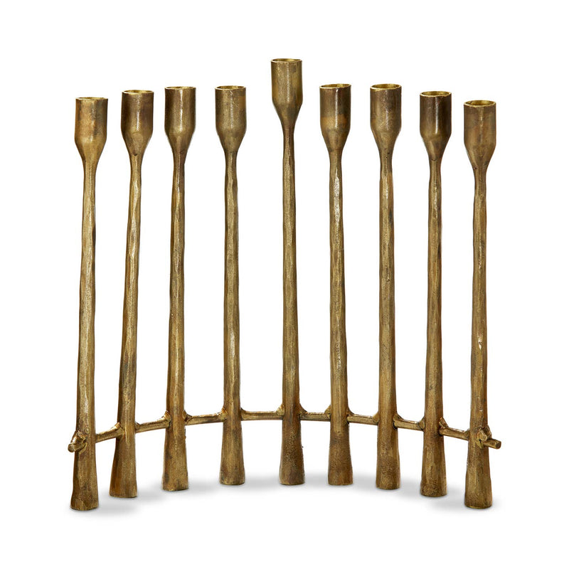 Curved Menorah Antique Brass Iron Hanukkah