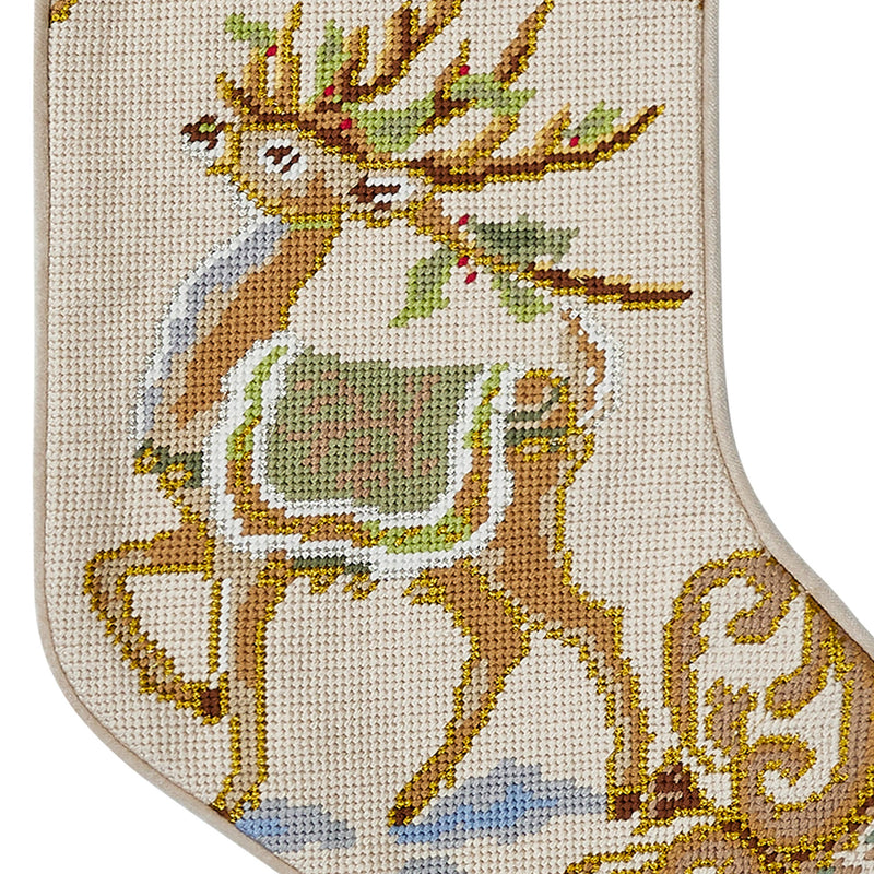 Reindeer Embroidered  Stocking