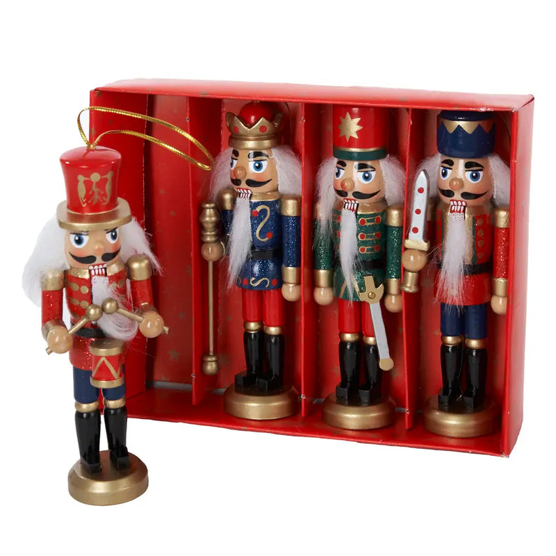 Wooden Nutcracker Ornaments 4 PC