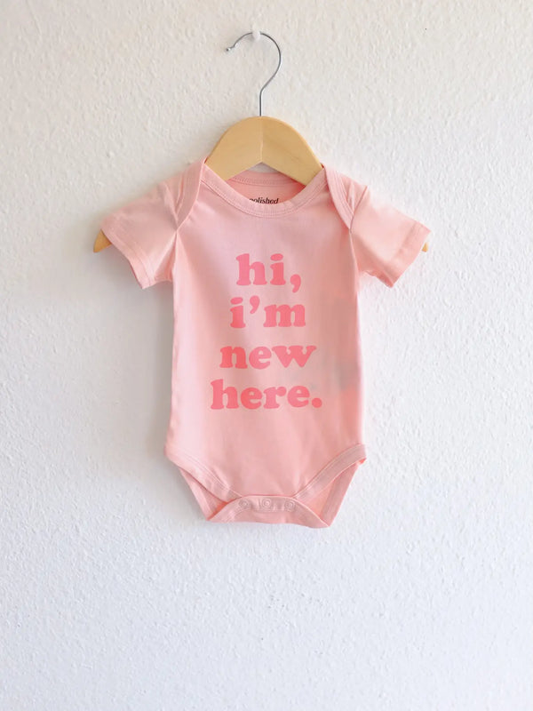 Hi, I'm New Here Organic Cotton Baby Bodysuit