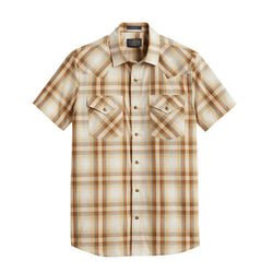 Pendleton Frontier Short Sleeve Shirt - Tan/Brown/Turquoise Plaid