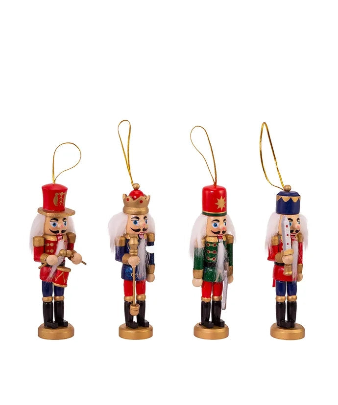 Wooden Nutcracker Ornaments 4 PC